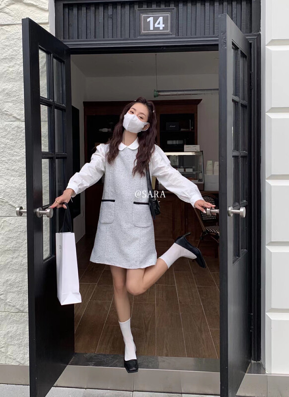 【SARA】氣質甜美假兩件小香風連衣裙  90299#  ZXX