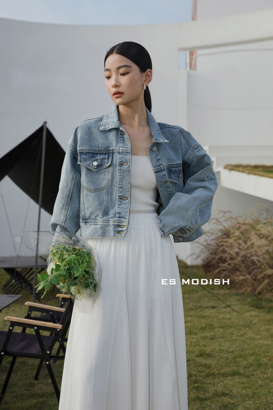 2023早春新款!【ES MODISH】短款長袖百搭牛仔外套  JK2121#  ZXL
