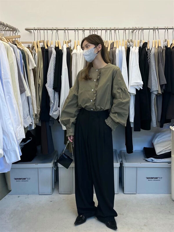 2023 early spring new style! [SANBARA] Slender shirt with fungus 8007# LSW