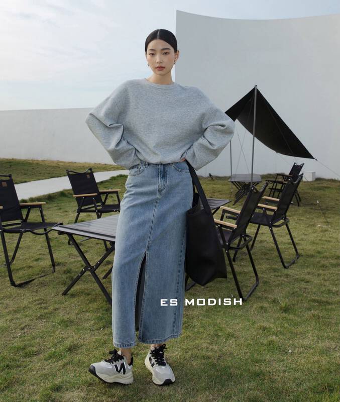 2023早春新款!【ES MODISH】開衩設計顯瘦牛仔半身裙  SK2174#  ZXL
