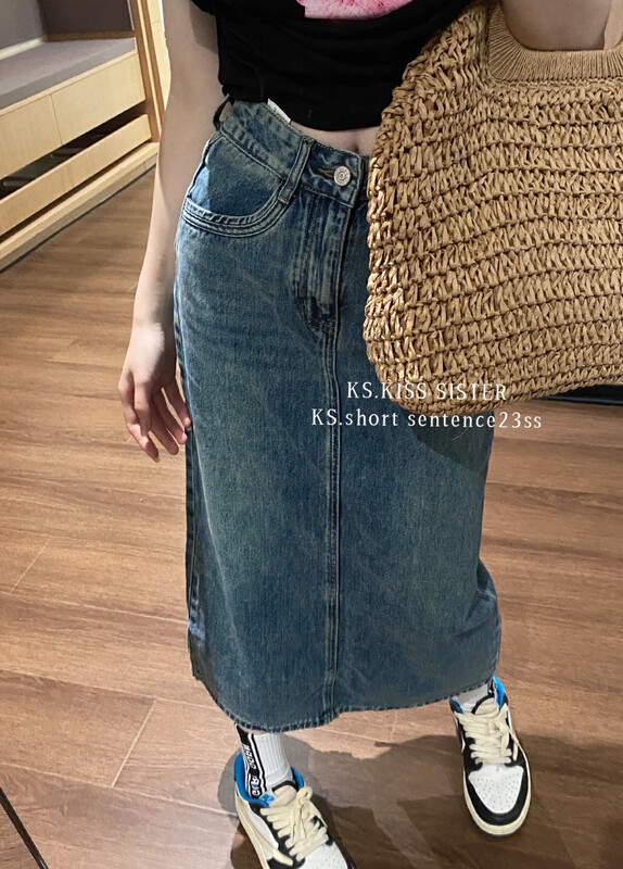 2023早春新款!【KS】復古高腰開衩氣質半身裙  22829#  LSL