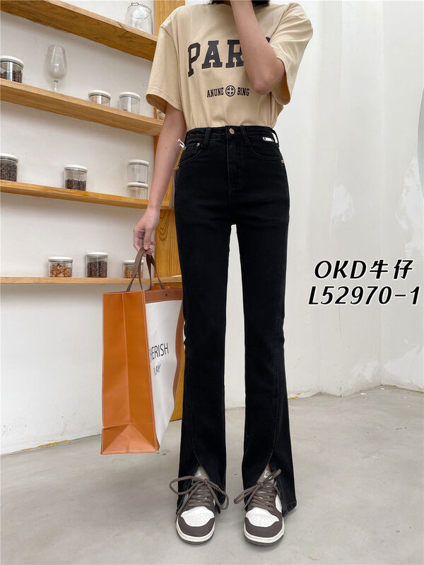 2023年早春上新!【OKD】高腰開衩微喇叭顯瘦百搭牛仔褲  52970-1#  ZXL