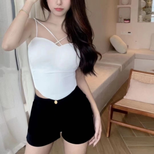Real price Hong Kong style solid color versatile camisole women's summer inner wear sexy hottie beauty suspender chest pad base