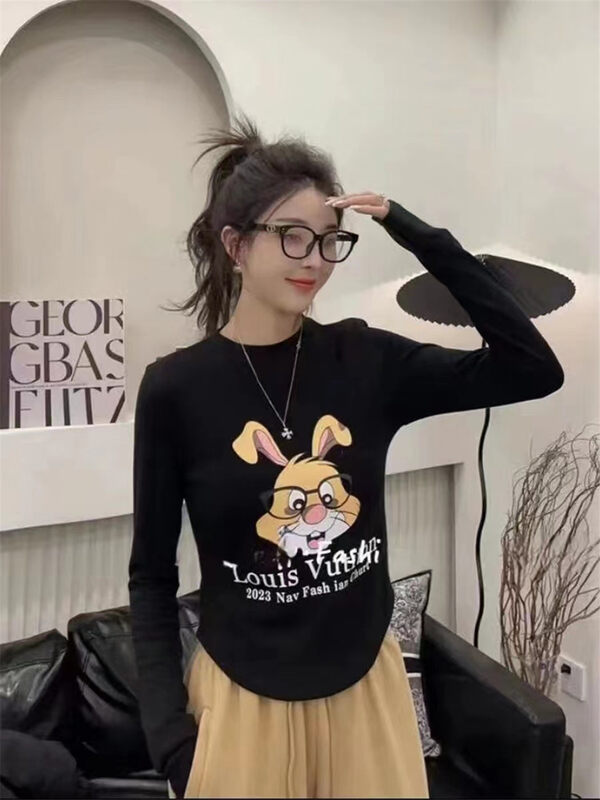 2023 early spring new! [Ziyijia] Rabbit print slim long-sleeved T-shirt YS3-1006# WTT