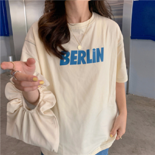 Summer new bf lazy style loose letter all-match top student short-sleeved T-shirt female ins tide