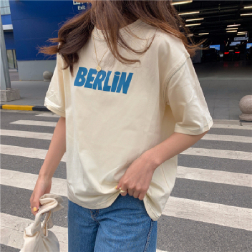 Summer new bf lazy style loose letter all-match top student short-sleeved T-shirt female ins tide