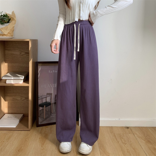 Real shot unabated pink wide-leg pants spring and summer new casual high waist drape straight tube narrow floor mopping pants small man