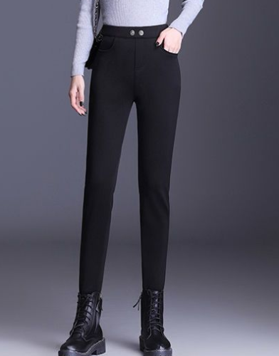 Plush thickened high-waist leggings women's outerwear black pencil pants women's warm and thin denim small feet magic pants
