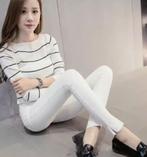 Small eight-point leggings women's outerwear high waist tight-fitting all-match white small feet nine-point pants spring and autumn thin