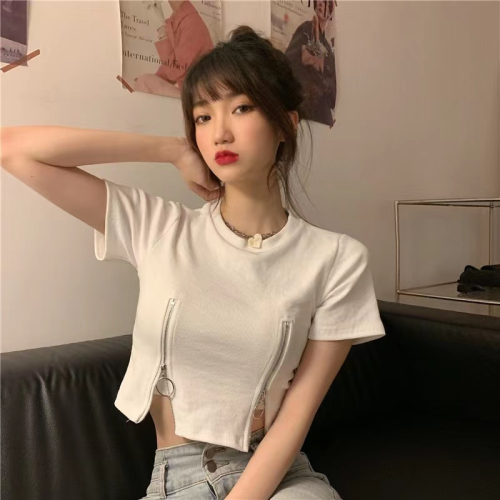 Rayon 260g official hot girl slim short-sleeved t-shirt top short summer ins design sense niche