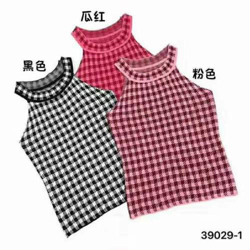 Real price ghost horse girl Korean retro sweet foreign style age-reducing houndstooth all-match self-cultivation halter neck camisole