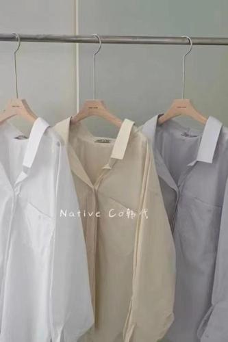 Official image net price Korean chic style new style simple and versatile loose long-sleeved shirt