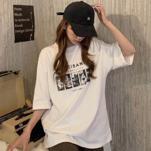 Hong Kong style short-sleeved t-shirt women's new loose Korean version of ins tide brand European and American hiphop half-sleeved