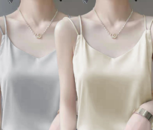 Single/two pieces 2023 spring and summer new V-neck ice silk suspenders women's sleeveless loose sexy inner vest and outer wear niche