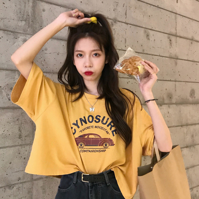Summer 2023 new American style retro loose short section playful net red ins super hot all-match short-sleeved T-shirt top women