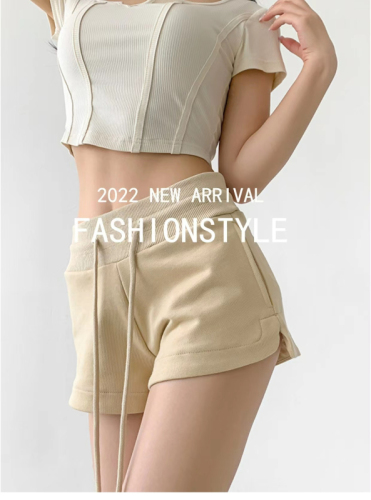 250g streamlined cotton pure cotton American style street hot girl style drawstring sports shorts slim straight pants
