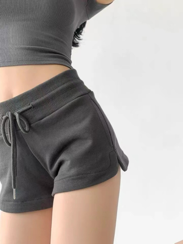 250g streamlined cotton pure cotton American style street hot girl style drawstring sports shorts slim straight pants