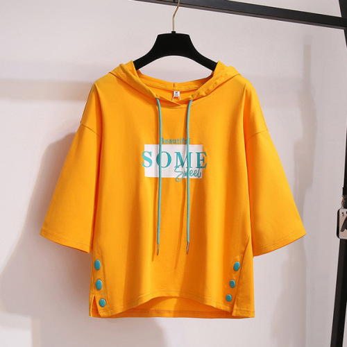 Summer new sunscreen hooded short-sleeved T-shirt female students Korean version of clothes women's loose tops women's clothing