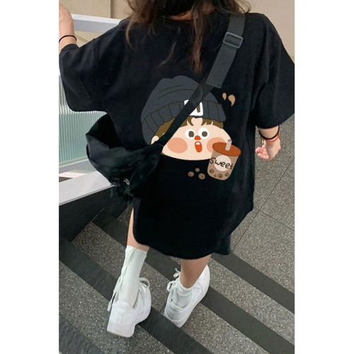 100% cotton heavy combed cotton summer short-sleeved T-shirt women's loose Korean style