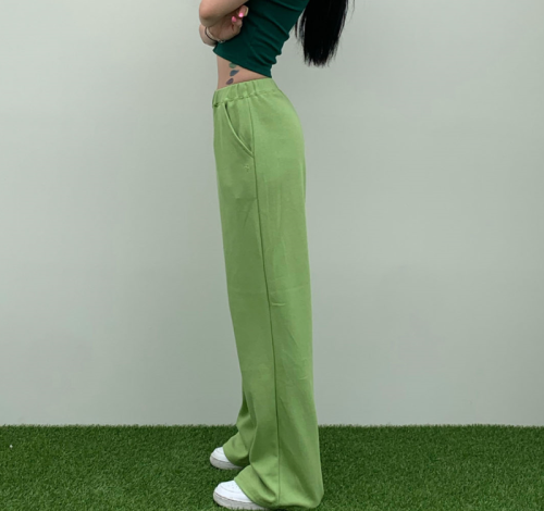 6 colors into the color solid color small terry pants wide-leg pants all-match basic casual sports trousers Korea
