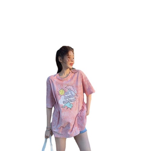 Tie-dye summer print short-sleeved T-shirt female natural scenery