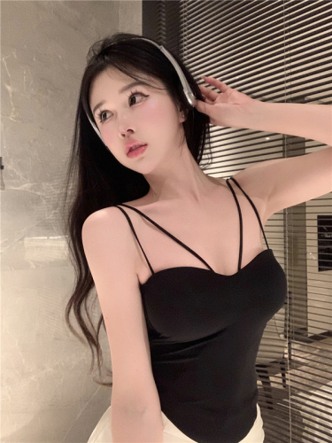 Real shot real price cross thin shoulder strap camisole women's inner wear with chest pad one-piece top bottoming outerwear