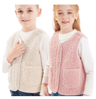Children's vest lamb velvet new fur one boy and girl children's clothing vest shoulder baby wear foreign style