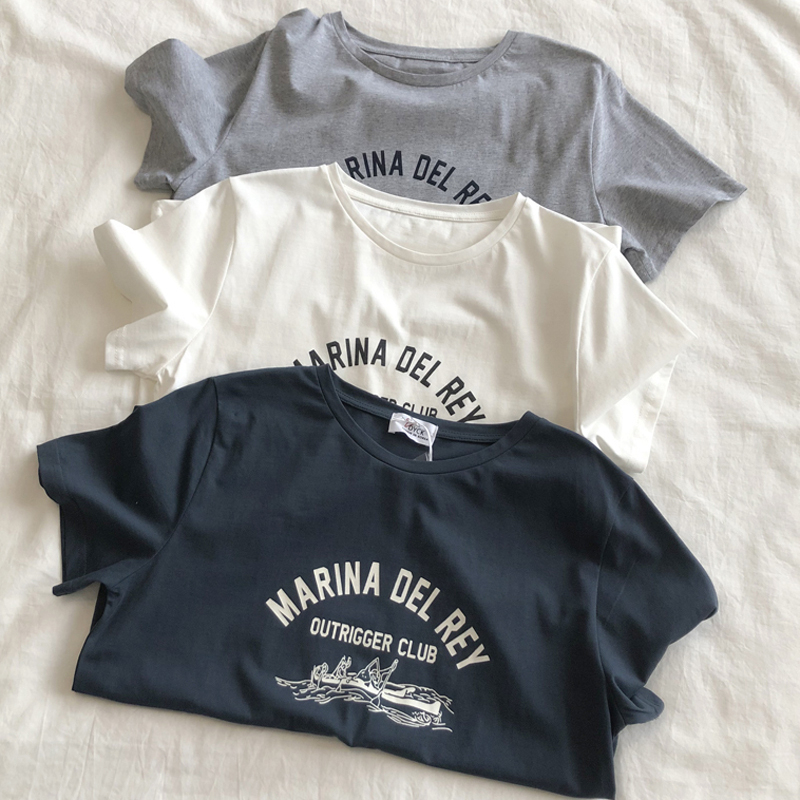 Real price pure cotton wrap collar 2023 summer new 200g pure cotton pull shoulder strip pure cotton short-sleeved T-shirt