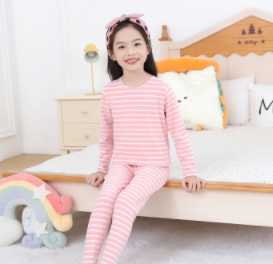 Autumn and winter children's velvet underwear set autumn clothes and long johns boys and girls without trace middle and big children's pajamas baby home clothes