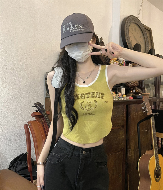 Real price real shot sexy hot girl suspender design sense niche vest female summer outer wear high waist inner top
