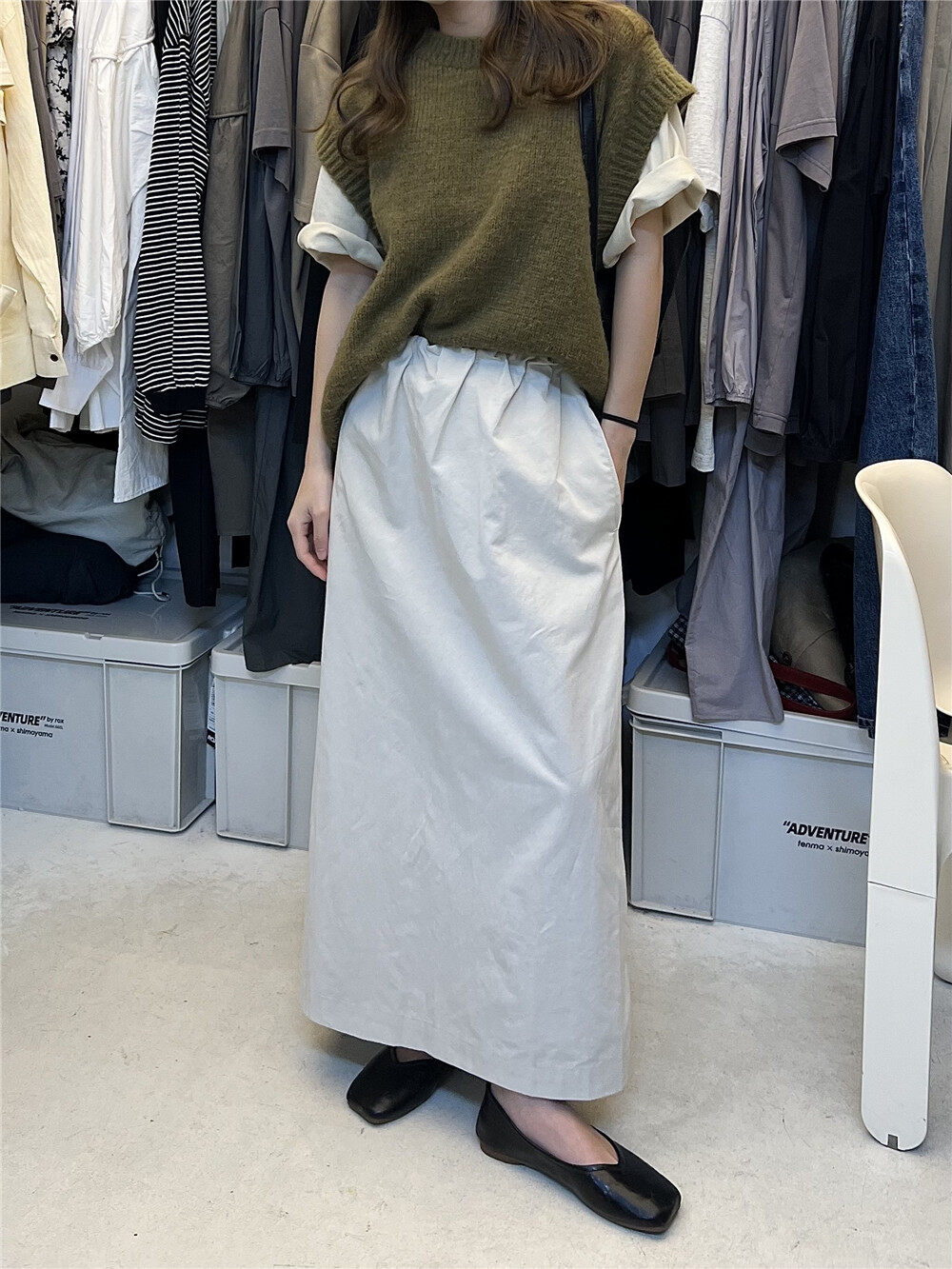 【SANBARA】Simple long elastic waist skirt 8031# LSW