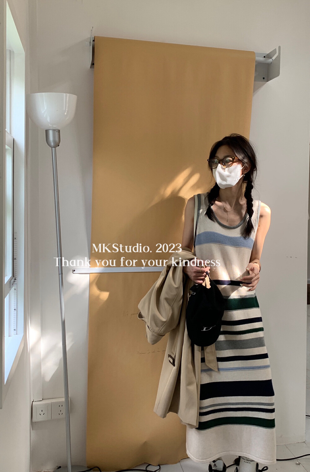 【CHEN/MK】Korean vest color striped knitted dress 287-1# HJY