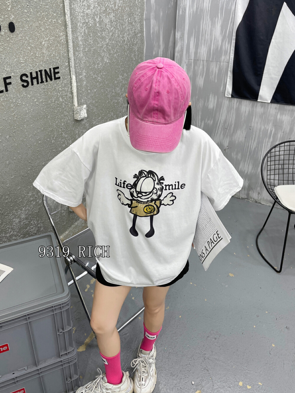 【9319】Cartoon fashion loose casual short-sleeved T-shirt 23028# L