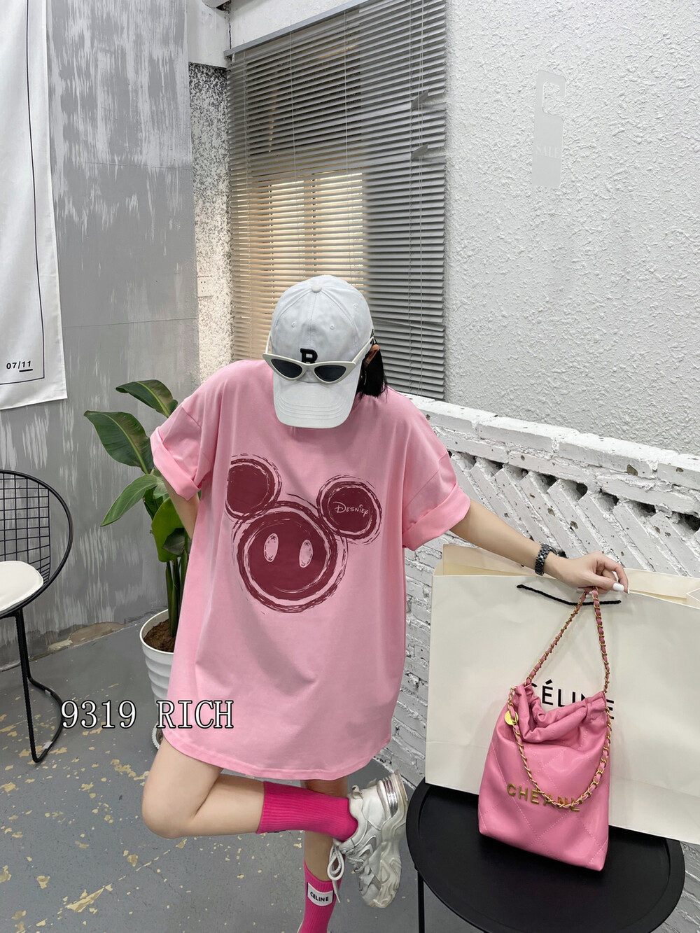 【9319】Mickey print loose all-match short-sleeved T-shirt 55029# L