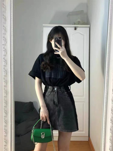 Pear-shaped figure denim skirt female 2023 summer new high waist hip-covering loose and thin a-line package hip skirt