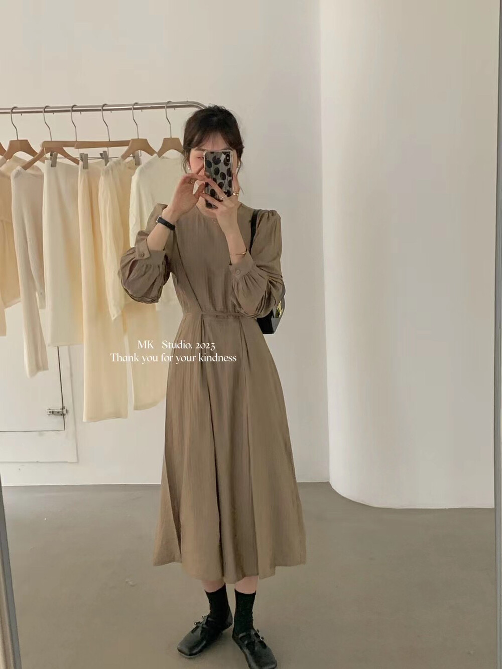 【CHEN/MK】Simple Korean round neck slim dress 9093# HJY