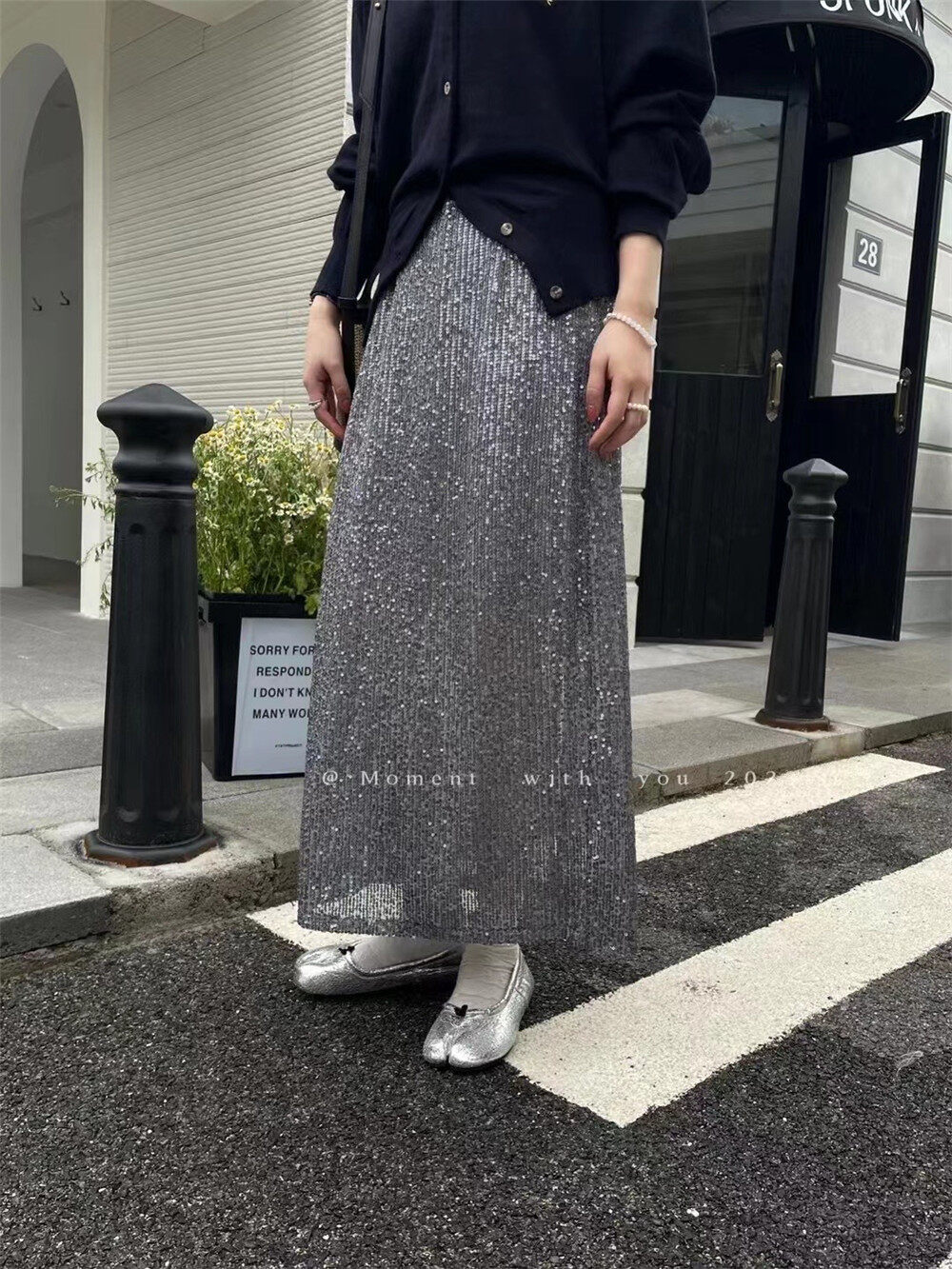 2023 early spring new! 【MOMENT WITH YOU】Elegant and elegant sequined skirt 2M289# LSW