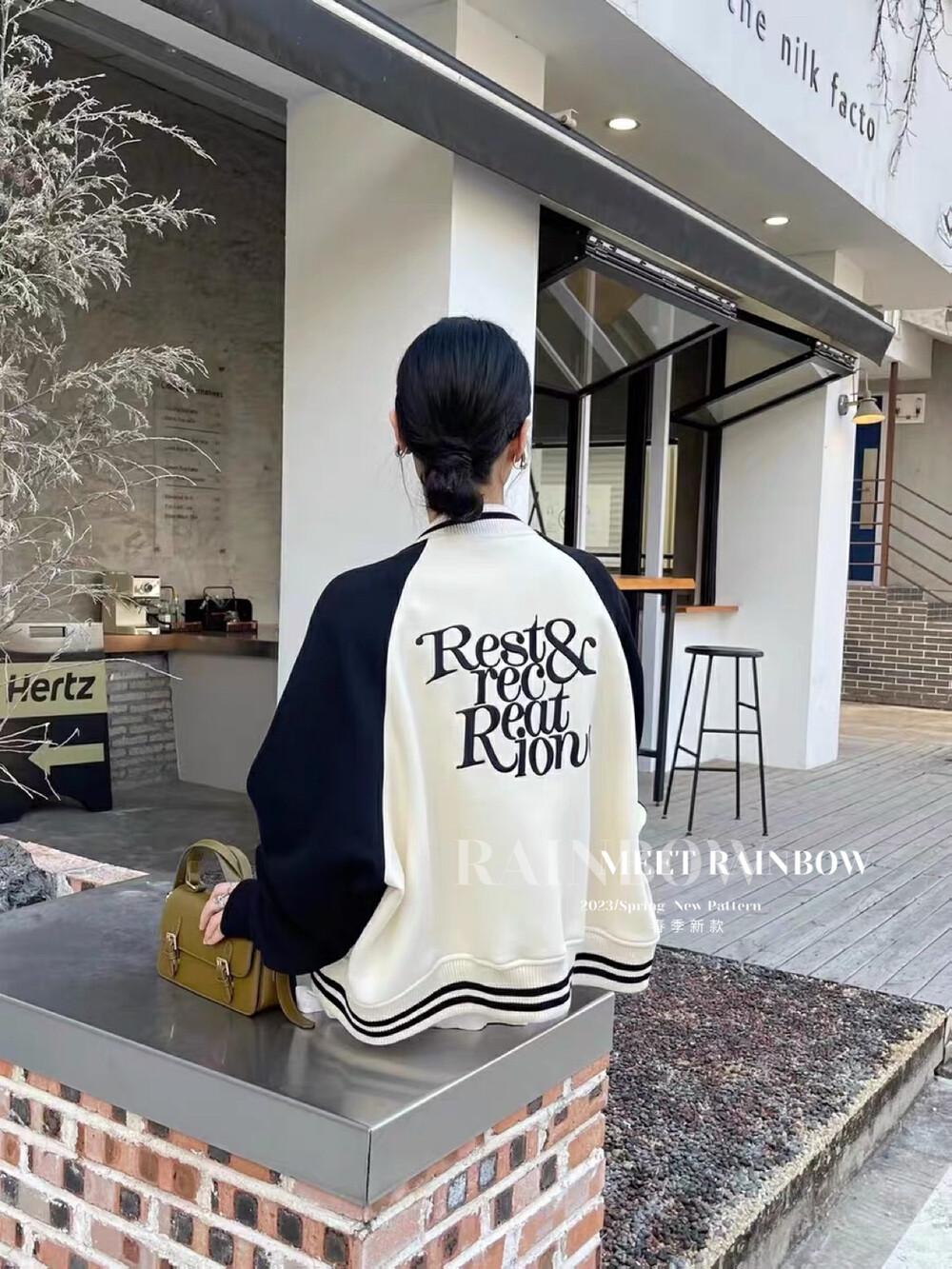 Original price 104.99! 【RAINBOW】Stitching letter embroidery baseball jacket short jacket 09188# FHX
