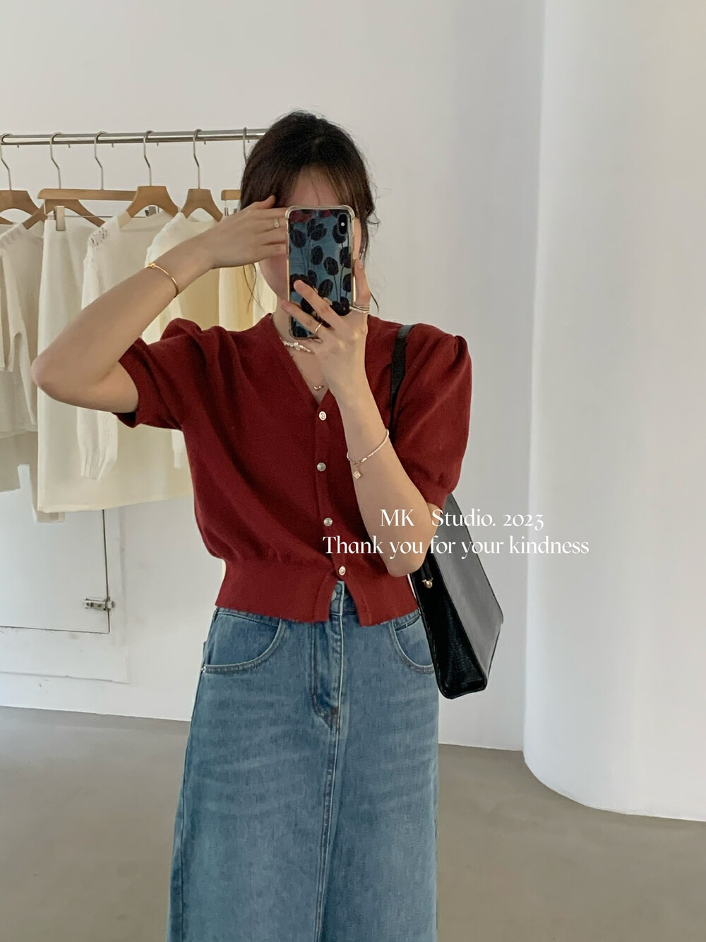 2023 early spring new! 【CHEN/MK】Simple Korean v-neck short-sleeved knitted cardigan D261# HJY