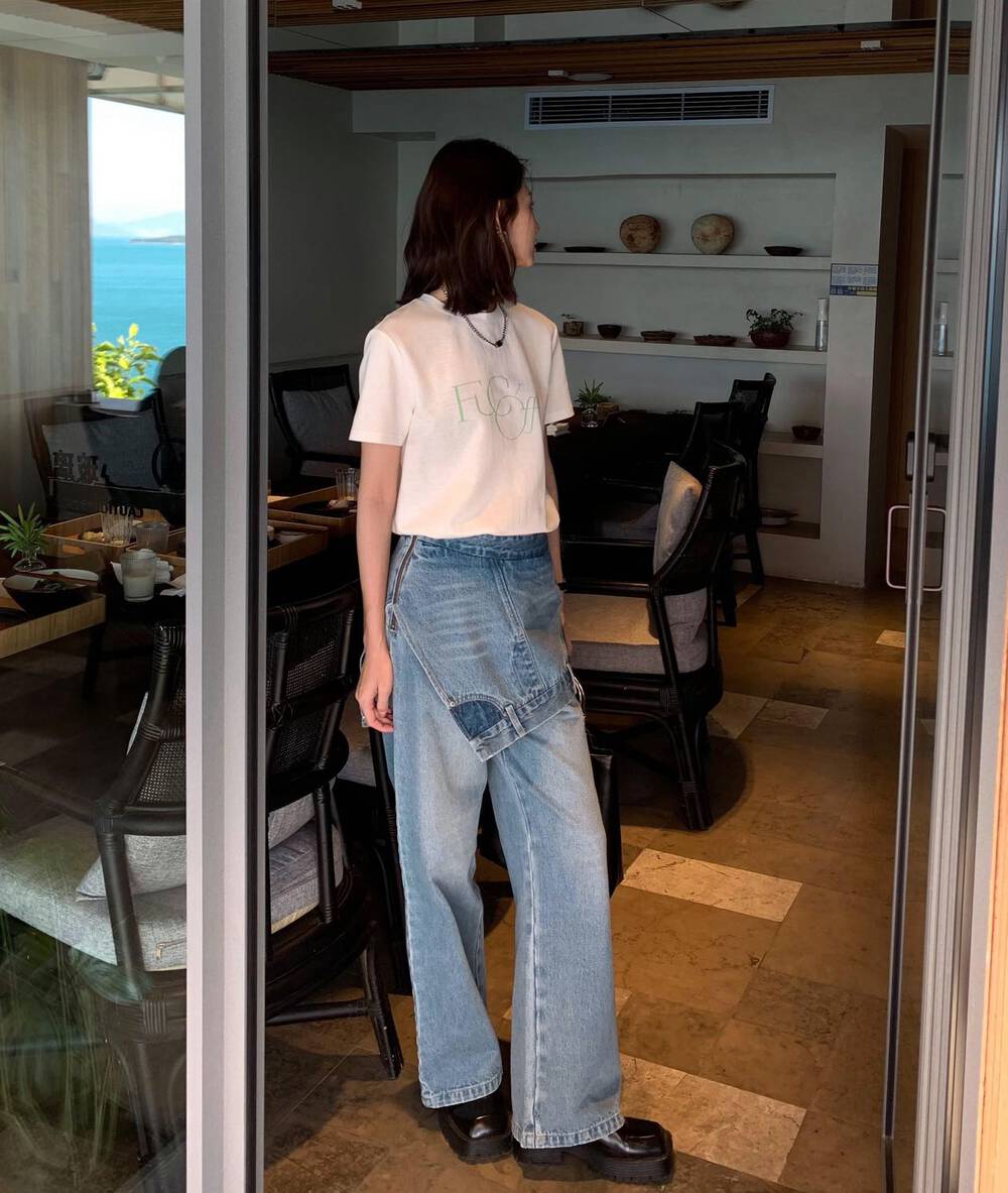 【NEIHE】Straight loose design niche denim mopping trousers jeans 7106# ZXL