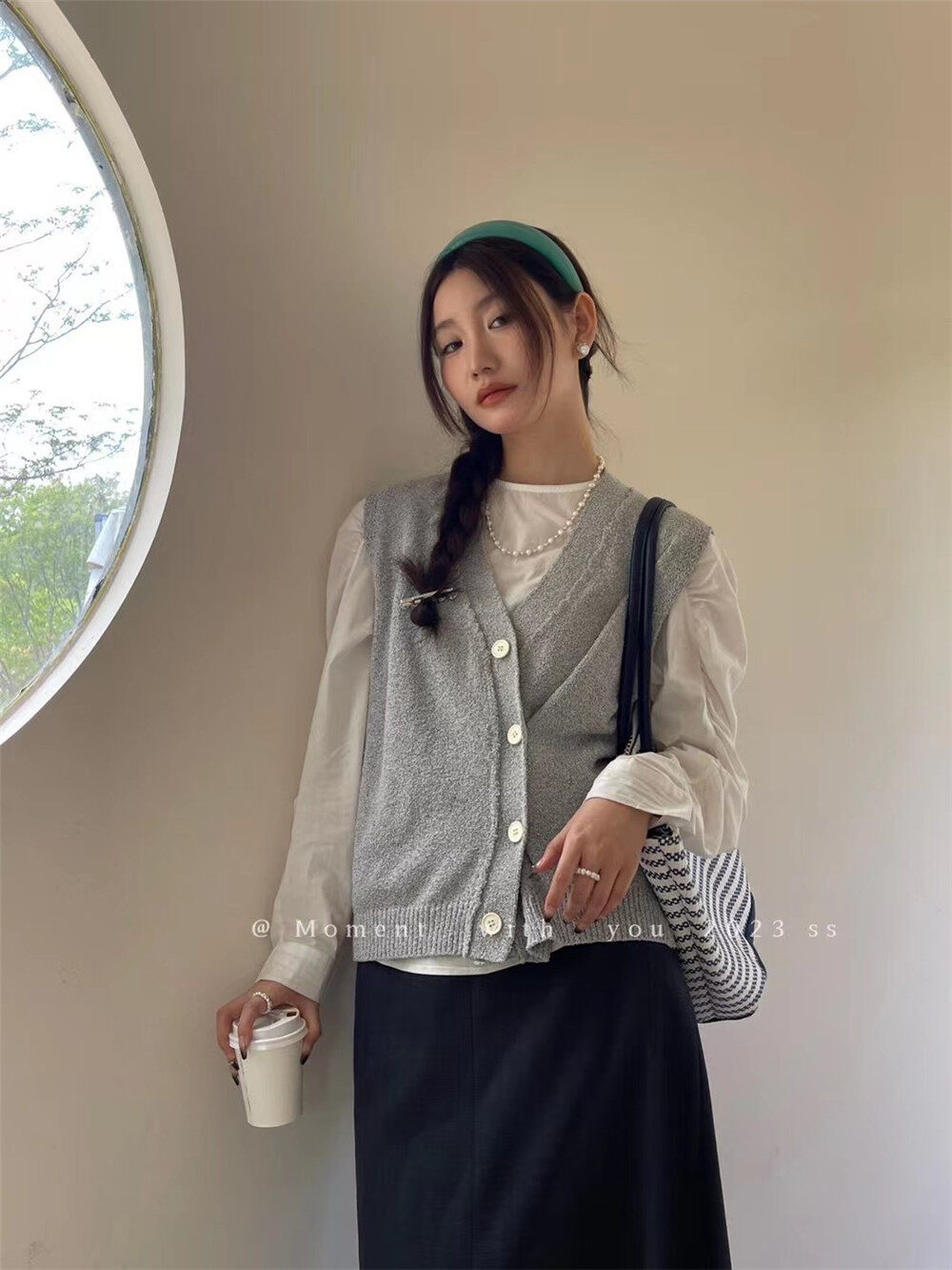 2023 early spring new!【MOMENT WITH YOU】Korean style simple breasted knitted vest CH006# LSW