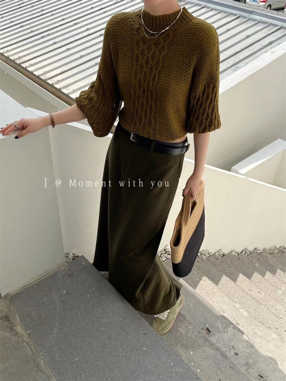 Original price 84.60! 2023 early spring new! [MOMENT WITH YOU] elegant high waist straight skirt (with belt) YS1-J033# LSW