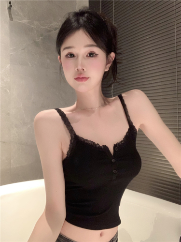 Real price real shot pure desire style sexy lace camisole female summer short section self-cultivation hot girl looks thin inside