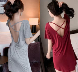 (Buy 1 get 1 free) Nightdress Women Summer Spring Autumn Sexy Suspender Dress Mid-length Girls' Pajamas Can Be Worn Outside Homewear
