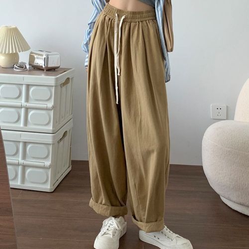 2023 new overalls women's summer thin high waist slim Japanese loose carrot pants casual straight wide leg pants early autumn