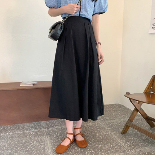 Summer new Japanese skirt women's mid-length a-line skirt high waist slim umbrella skirt students all-match skirt