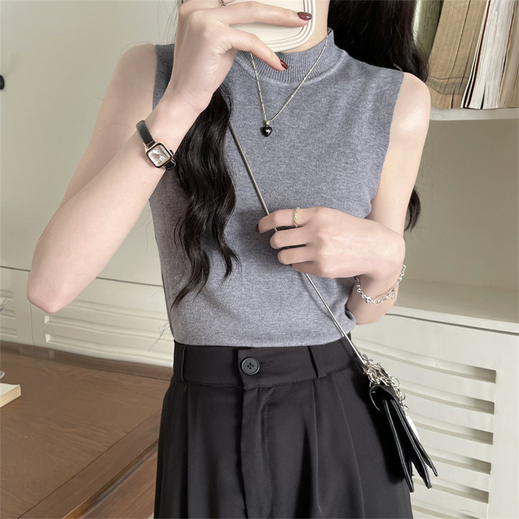 Real price real shot camisole women's short section with round neck bottoming shirt summer all-match sleeveless knitted top