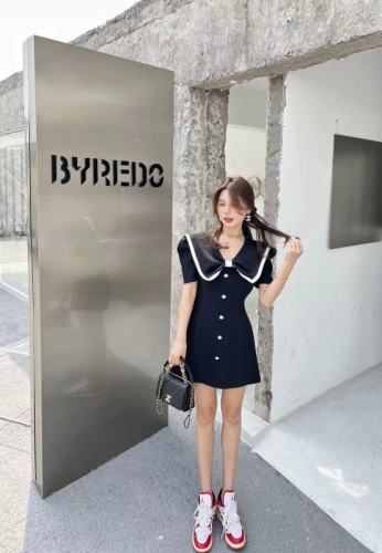 2023 summer new design sense foreign style bowknot suit skirt niche college style single-breasted dress