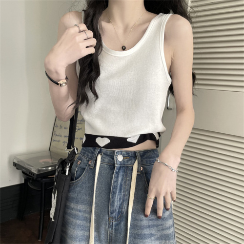 Real price real shot sling women's suit with knitted vest design sense niche outside wear summer short top