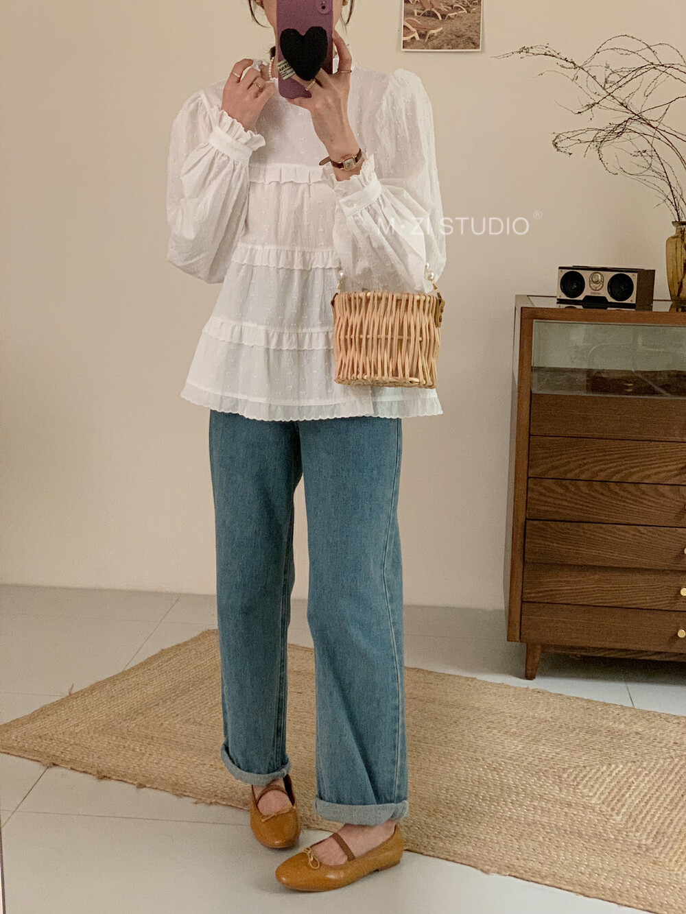 【M.ZI STUDIO】Cotton shirt (sweet collar shirt) shirt A15282